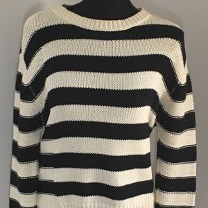 Forever 21 Black and White Striped Shirt Sweater
